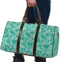 Tahiti Teal Tiare Floral Travel Bag Monstera Palm Tropical Leaves - Polynesian Pride