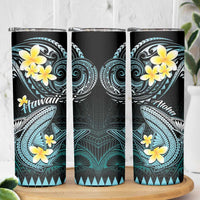 Hawaii Skinny Tumbler Polynesian Shark with Kakau Turquoise Version
