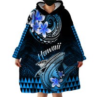 Hawaii Wearable Blanket Hoodie Polynesian Shark with Kakau Blue Version LT01 - Polynesian Pride