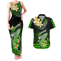 Hawaii Couples Matching Tank Maxi Dress and Hawaiian Shirt Polynesian Shark with Kakau Green Version LT01 Green - Polynesian Pride