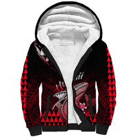 Hawaii Sherpa Hoodie Polynesian Shark with Kakau Red Version LT01 Unisex Red - Polynesian Pride