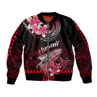 Hawaii Sleeve Zip Bomber Jacket Polynesian Shark with Kakau Red Version LT01 Unisex Red - Polynesian Pride