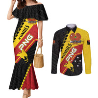 Custom PNG Couples Matching Mermaid Dress and Long Sleeve Button Shirt The Kumuls Are On A Roll LT01 Black - Polynesian Pride