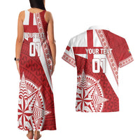Custom Tonga Rugby Mate Maa Couples Matching Tank Maxi Dress and Hawaiian Shirt Ngatu Pattern
