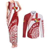 Custom Tonga Rugby Mate Maa Couples Matching Tank Maxi Dress and Long Sleeve Button Shirt Ngatu Pattern