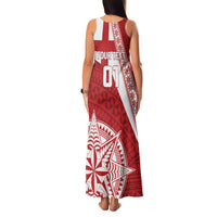 Custom Tonga Rugby Mate Maa Family Matching Tank Maxi Dress and Hawaiian Shirt Ngatu Pattern