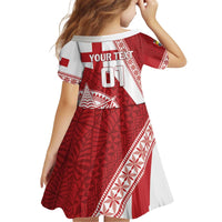 Custom Tonga Rugby Mate Maa Kid Short Sleeve Dress Ngatu Pattern