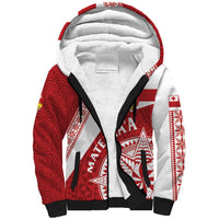 Custom Tonga Rugby Mate Maa Sherpa Hoodie Ngatu Pattern LT01 Unisex Red - Polynesian Pride