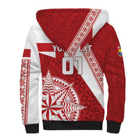 Custom Tonga Rugby Mate Maa Sherpa Hoodie Ngatu Pattern LT01 - Polynesian Pride