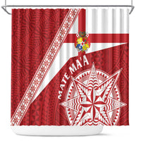 Tonga Rugby Mate Maa Shower Curtain Ngatu Pattern LT01 Red - Polynesian Pride