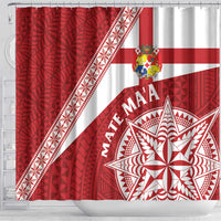 Tonga Rugby Mate Maa Shower Curtain Ngatu Pattern LT01 - Polynesian Pride