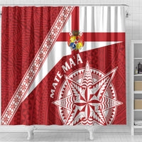 Tonga Rugby Mate Maa Shower Curtain Ngatu Pattern LT01 - Polynesian Pride