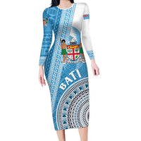 Custom Fiji Rugby Bati Family Matching Long Sleeve Bodycon Dress and Hawaiian Shirt Tapa Pattern