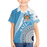 Custom Fiji Rugby Bati Kid Hawaiian Shirt Tapa Pattern LT01 Kid Blue - Polynesian Pride