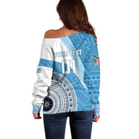 Custom Fiji Rugby Bati Off Shoulder Sweater Tapa Pattern