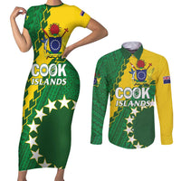 Custom Cook Islands Rugby Kukis Couples Matching Short Sleeve Bodycon Dress and Long Sleeve Button Shirt Circle Stars