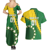 Custom Cook Islands Rugby Kukis Couples Matching Summer Maxi Dress and Hawaiian Shirt Circle Stars
