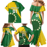 Custom Cook Islands Rugby Kukis Family Matching Mermaid Dress and Hawaiian Shirt Circle Stars