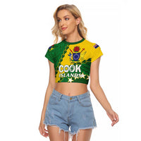 Custom Cook Islands Rugby Kukis Raglan Cropped T Shirt Circle Stars