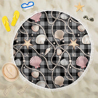 Hawaiian Ocean Seashells Beach Blanket Black Palaka Pattern LT01 One Size 150cm Black - Polynesian Pride