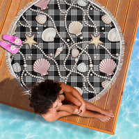 Hawaiian Ocean Seashells Beach Blanket Black Palaka Pattern LT01 - Polynesian Pride