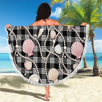 Hawaiian Ocean Seashells Beach Blanket Black Palaka Pattern LT01 - Polynesian Pride