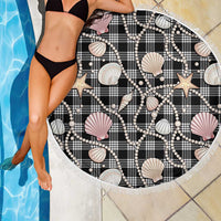 Hawaiian Ocean Seashells Beach Blanket Black Palaka Pattern LT01 - Polynesian Pride
