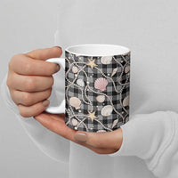 Hawaiian Ocean Seashells Ceramic Mug Black Palaka Pattern