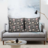 Hawaiian Ocean Seashells Pillow Cover Black Palaka Pattern
