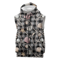 Hawaiian Ocean Seashells Sleeveless Zip Hoodie Black Palaka Pattern