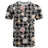 Hawaiian Ocean Seashells T Shirt Black Palaka Pattern