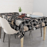 Hawaiian Ocean Seashells Tablecloth Black Palaka Pattern