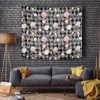Hawaiian Ocean Seashells Tapestry Black Palaka Pattern LT01 Black - Polynesian Pride
