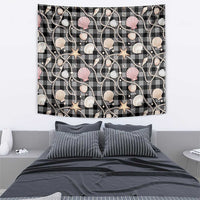 Hawaiian Ocean Seashells Tapestry Black Palaka Pattern LT01 - Polynesian Pride