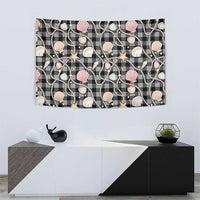 Hawaiian Ocean Seashells Tapestry Black Palaka Pattern LT01 - Polynesian Pride