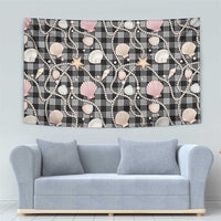 Hawaiian Ocean Seashells Tapestry Black Palaka Pattern LT01 - Polynesian Pride