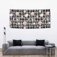 Hawaiian Ocean Seashells Tapestry Black Palaka Pattern LT01 - Polynesian Pride