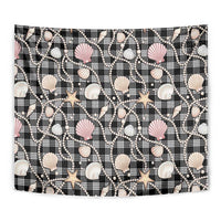 Hawaiian Ocean Seashells Tapestry Black Palaka Pattern LT01 - Polynesian Pride