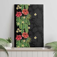 Hawaiian Hibiscus Plumeria Canvas Wall Art Tropical Leaves