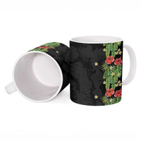 Hawaiian Hibiscus Plumeria Ceramic Mug Tropical Leaves