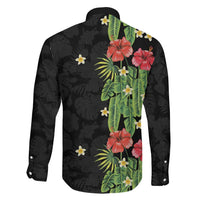 Hawaiian Hibiscus Plumeria Family Matching Mermaid Dress and Hawaiian Shirt Tropical Leaves