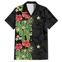 Hawaiian Hibiscus Plumeria Hawaiian Shirt Tropical Leaves LT01 Black - Polynesian Pride