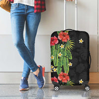 Hawaiian Hibiscus Plumeria Luggage Cover Tropical Leaves