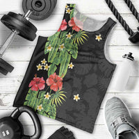 Hawaiian Hibiscus Plumeria Men Tank Top Tropical Leaves