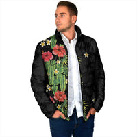 Hawaiian Hibiscus Plumeria Padded Jacket Tropical Leaves