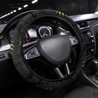 Hawaiian Hibiscus Plumeria Steering Wheel Cover Tropical Leaves LT01 Universal Fit Black - Polynesian Pride