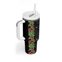 Hawaiian Hibiscus Plumeria Tumbler With Handle Tropical Leaves LT01 - Polynesian Pride