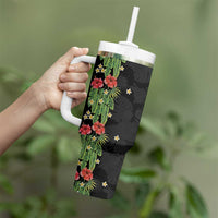 Hawaiian Hibiscus Plumeria Tumbler With Handle Tropical Leaves LT01 - Polynesian Pride