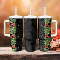 Hawaiian Hibiscus Plumeria Tumbler With Handle Tropical Leaves LT01 - Polynesian Pride