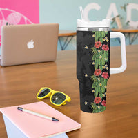 Hawaiian Hibiscus Plumeria Tumbler With Handle Tropical Leaves LT01 - Polynesian Pride